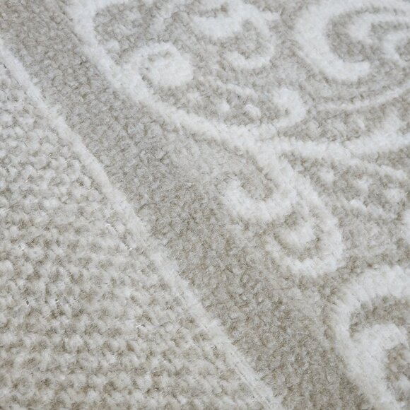 VTG Cream Beige Reversible Damask Floral Coverlet Bedspread French Twin Full - Picture 9 of 13